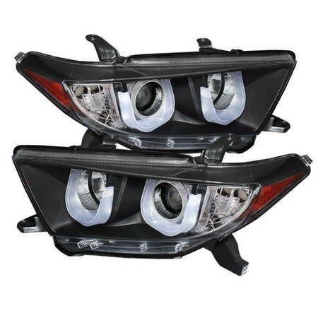 SPYDER AUTOMOTIVE 11-13 HIGHLANDER PROJECTOR HEADLIGHTS-3D DRL-BLACK-HIGH H1 (INCLUDED)-LOW H7 (IN 5075055